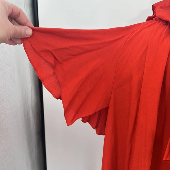 MLM LABEL Red Orange Maison Off Shoulder Dress Women’s XS Ruffle Revolve - Picture 4 of 14